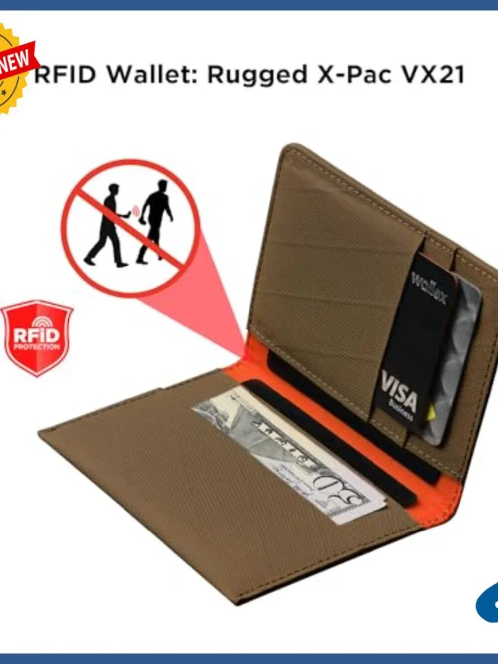 Slim RFID Bifold Wallet Holds 8-10 Cards Waterproof X-Pac VX21